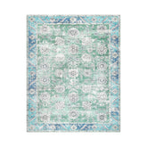 9 x 12  Green Turquoise Blue Color Machine Made Washable Polyester Traditional Oriental Rug